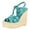 Blue, variant on FSJ Women Casual Round Open Toe Espadrille Ankle Strap Platform Wedge Heels Sandals Woven Cutout Summer Dress Comfort Shoes Size 4 Brown