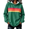 thumbnail image 2 of Women's Retro Stripe Hoodie Pullover Long Sleeve Colorful Casual Sweatshirt Top, 2 of 5