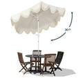 thumbnail image 5 of JONATHAN Y Collins 9 ft. Market Patio Umbrella, Classic Cottage Fringe Tassel, with Auto-Tilt Crank, Wind Vent and UV Protection, Cream, White Pole, 5 of 9