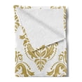 thumbnail image 2 of Damask Soft Flannel Fleece Throw Blanket, Baroque Victorian Design with Floral Swirls Dots for Classical Lovers, Cozy Plush for Indoor and Outdoor Use, 60" x 80", Yellow and White, by Ambesonne, 2 of 5