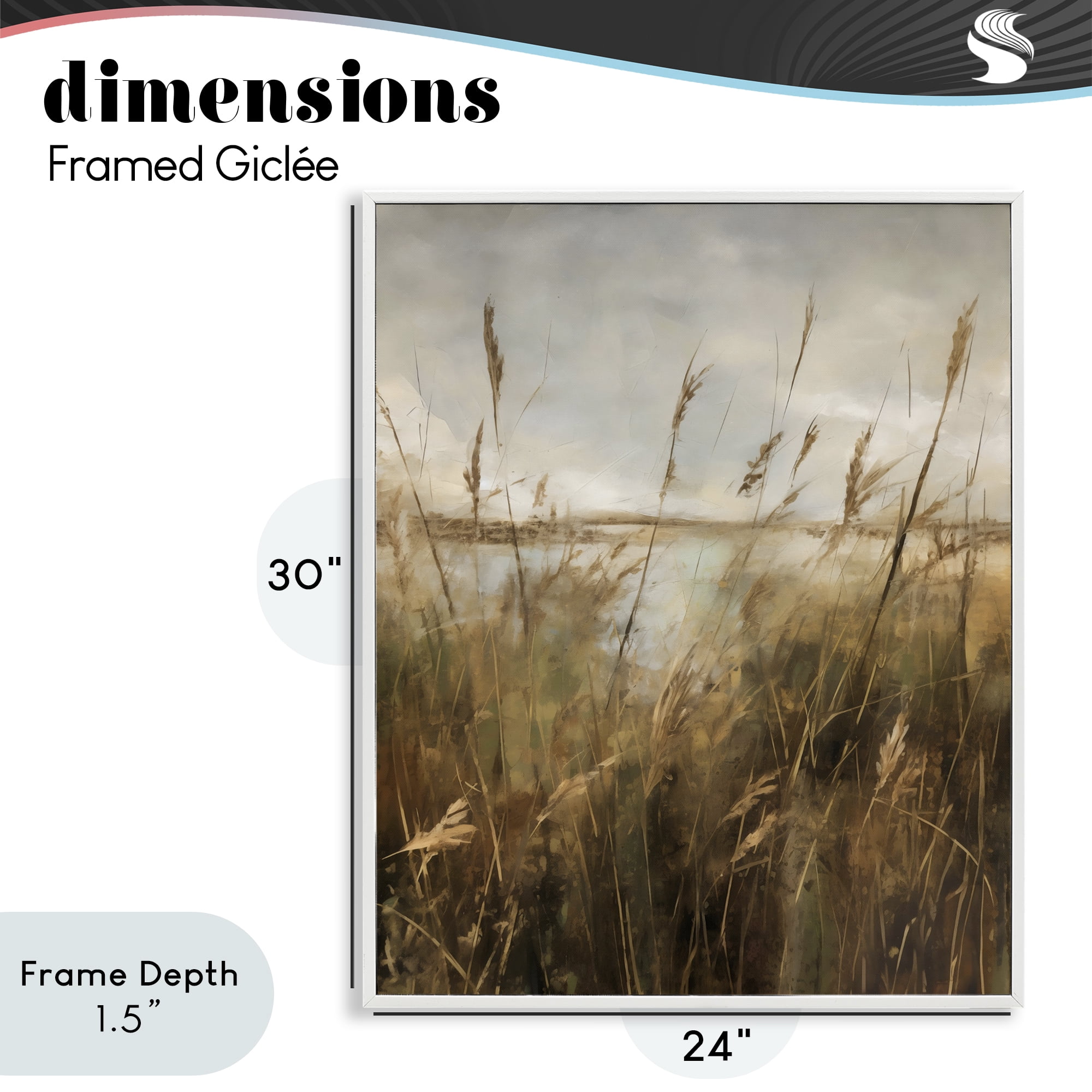 Stupell Industries Tall Grass Beside Quiet Lake White Framed Giclee Art, design by Creative Studio