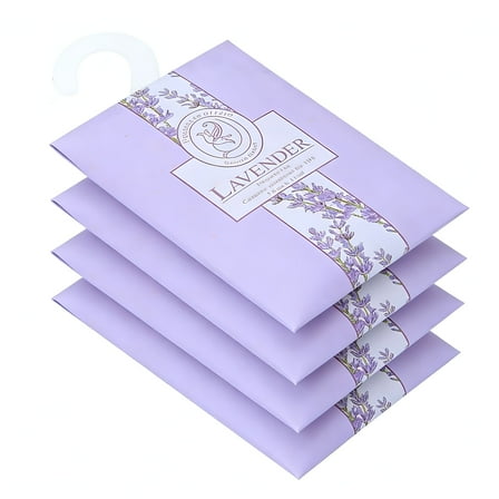 RAGUPEL 4 Pack Air Freshner Deodorizer Scented Sachets Bags for Drawer and Closet with Hanger (Purple)