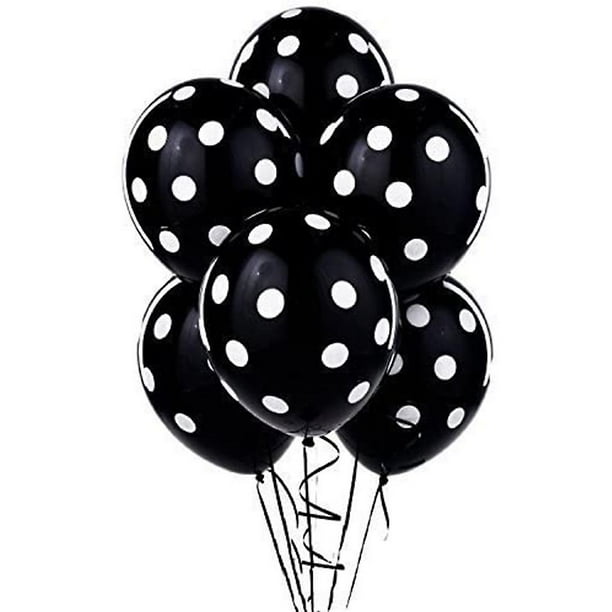 100 globos de látex de 12 pulgadas, globos de lunares negros para decoración de globos de boda con globos de cumpleaños (negro)