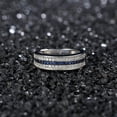 thumbnail image 3 of Plata de ley con incrustaciones de combinación azul y blanca de circón, anillo de diamantes femenino, anillo de circón, joyería femenina, pendientes encontrados (Código de EE. UU. 9), 3 of 5