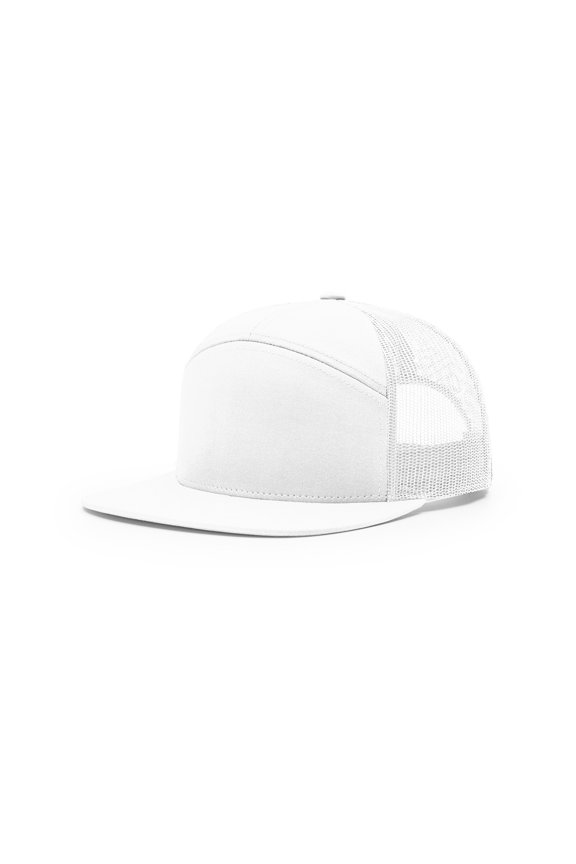 7 Panel Trucker Hat (168), One Size Fits Most, Solid White