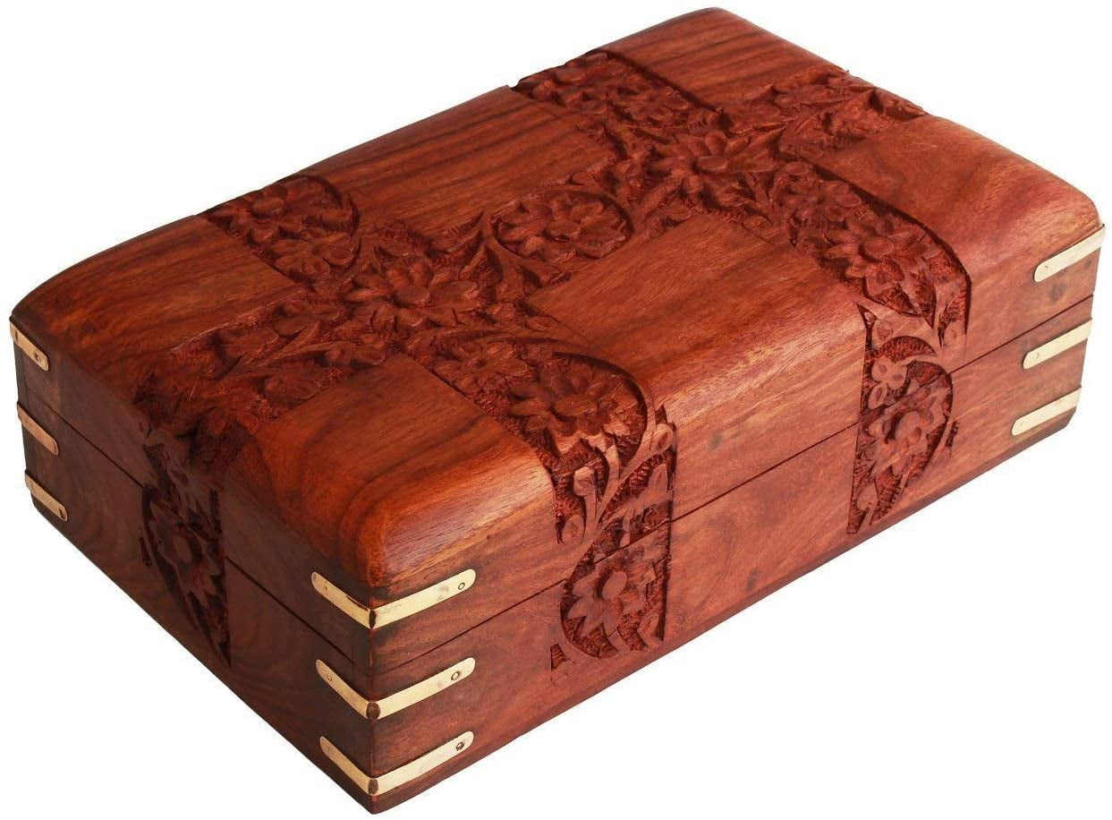 Wooden Jewelry Multipurpose Keepsake Storage Organizer Treasure Chest Trinket 