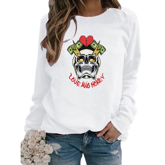 Sexy Dance Mujeres Sudaderas Sueltas Manga Larga Cuello Redondo Jersey Casual Plain Tops Camisa