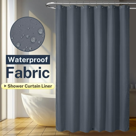 Mrs Awesome Fabric Shower Curtain Liner Cloth Microfiber with 3 Magnets -Waterproof, Stone Blue -72"x72"