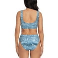 thumbnail image 3 of Rocae Ocean on Striped for Bikini Set for Women Two Piece Sexy High Swimsuits Split Crossover Bikini Large, 3 of 9