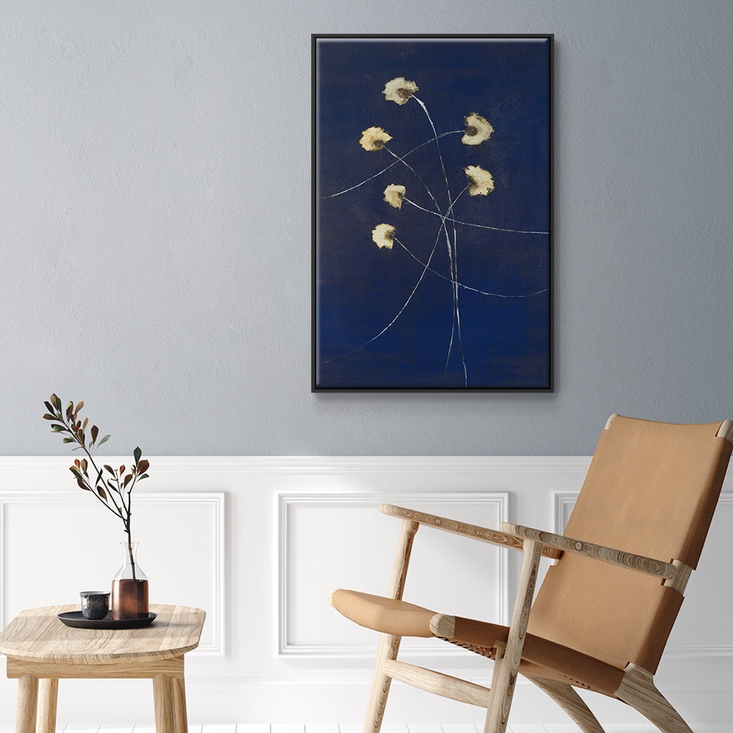 Indigo 2 Framed Premium Gallery Wrapped Canvas - Ready to Hang - 17 x 25 - Black Floating Frame
