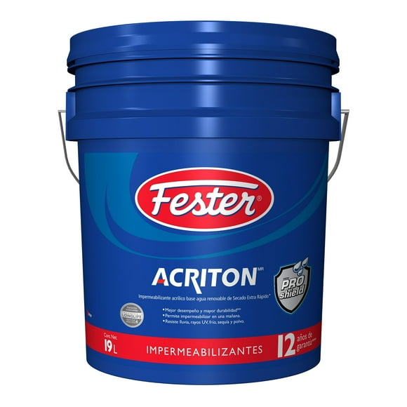 Impermeabilizante Acrílico Base Agua Renovable de Secado Extra Rápido Fester Acriton ProShield 12 Años 19 L Rojo Fester Acriton ProShield 12 Años 19 L Rojo