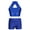 Royal Blue, variant on Kids Girls Gymnastics Ballet Cheerleading Dance Costume Hollow Front Sequin Crop Top+Shorts White 8