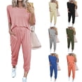 thumbnail image 6 of Yuemengxuan Solid Color Simple Style Casual Round Collar Short Sleeve T-Shirt+ High Waist Trousers, 6 of 6