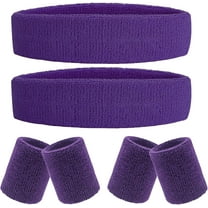 6 Pieces Sweatband Set Sports Headband Wristband Set, Moisture Wicking Athletic Sweatbands 4 Wrist Sweatband and 2 Headbands, Terry Cloth Sweat Absorbing Head Band for Workout