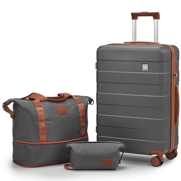 Set de equipaje imiomo de 3 piezas para mujer con ruedas giratorias, color gris