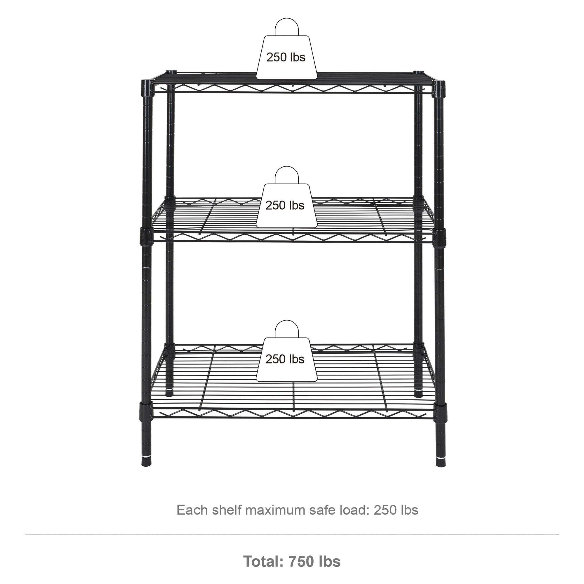 Hyper Tough 3-Tier Wire Shelving Rack, Black photo 3