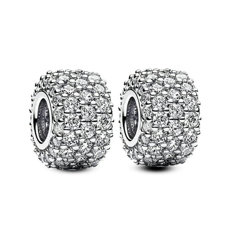 ROSIANNA 925 Sterling Silver Clear Cubic Zirconia Bracelet Charms, 2 Pack