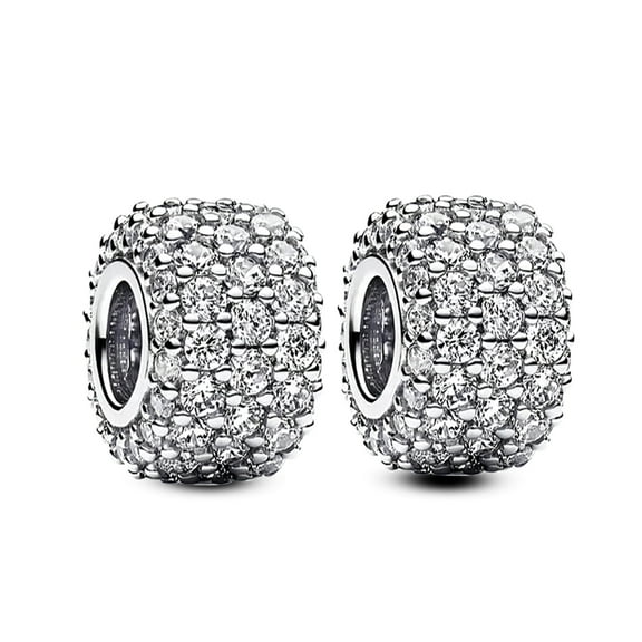 ROSIANNA 925 Sterling Silver Clear Cubic Zirconia Bracelet Charms, 2 Pack