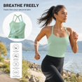 thumbnail image 3 of Carlikeit Women's Built In Bra Crop Tank Top Square Neck Spaghetti Strap Workout Yoga Cami with Removable Pads, 3 of 11