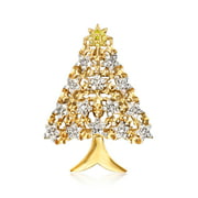 Ross-Simons 0.50 ct. t.w. Yellow and White Diamond Christmas Tree Pin in 18kt Gold Over Sterling