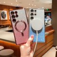 thumbnail image 4 of Glitter Luxury Magnetic Woman Case For Magsafe For Samsung Galaxy S24 S23 S22 Ultra Plus Accessories Wireless Charging Cover, 4 of 5