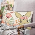 thumbnail image 4 of Easter Bunny Floral Wreath Pillow Covers Cute Pink Easter Spring Decorations 12x20 Inch Oblong Throw Waist Lumbar Cushion Case Botanical Garden Rabbit Decor Pillowcase for Sofa Couch, 4 of 6