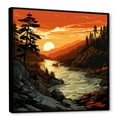 thumbnail image 2 of Designart "Sunset on 1000 Islands River, Canada I" Landscapes Framed Wall Art - Orange Canada Entryway Framed Wall Art, 2 of 6