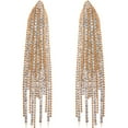 thumbnail image 2 of Humble Chic CZ Diamond Earrings - Oversized Tassel Statement Chandelier Studs, Gold, 2 of 8