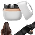 thumbnail image 1 of Cepillo alisador de pelo portátil inalámbrico 2 en 1, mini peine de viaje recargable por USB con carcasa anti-quemaduras (blanco), 1 of 5