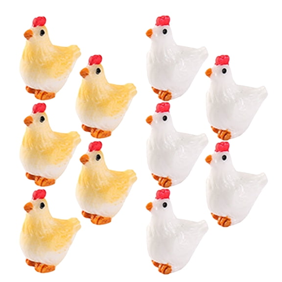 Supvox 10Pcs Resin Hen Figurine Multi Garden Decoration Farm Animals Toys Set