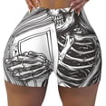 thumbnail image 2 of Gukieu Skeleton Book Lover Print Women's Sports Shorts, Elastic Waist High Stretch Running Yoga Gym Sweatpants-X-Large, 2 of 8