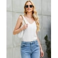 thumbnail image 3 of Camisola básica con tirantes y escote en V de satén para mujer, 3 of 6