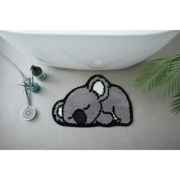 SELGRCE H·Y Gray Koala shaped Non-Slip Bathmat Area Rug for Bedroom Bathroom Kitchen Floor Soft Water Absorption Small Carpet for Kid's Room (20''x31'')