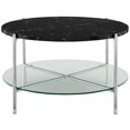thumbnail image 3 of Table Basse Ronde de 32 Pouces avec Faux Marbre Noir et Pieds Chromés, 3 of 6