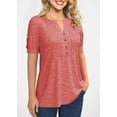 thumbnail image 2 of Sherrylily Women Summer Pleated Button Short Sleeve T-Shirt V-Neck Casual Tops, 2 of 4