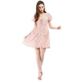 thumbnail image 3 of Vestido de Gasa con cuello En V Allegra K Rosa XL, 3 of 6