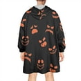 thumbnail image 2 of Wearable Oversized Blanket,Halloween Orange Spooky Faces Wearable Blanket Hoodie for Adults,Cozy Hooded Blankets with Super Pockets,Super Warm Fuzzy Pullover for Women & Men, 2 of 6