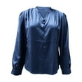thumbnail image 7 of Long Sleeve Shirts for Women Elegant Satin Silk Dressy Shirts Business Blouse Casual V Neck Pleated Work Office Tops Springs Summer, 7 of 7