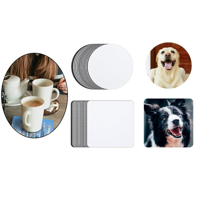 50 Pieces Blank Sublimation Car Coasters Round Drink Coasters Sublimation  Cup Mat Heat Transfer Blank Coaster White Sublimation Coaster for Car Cup