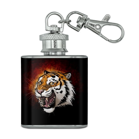 Fierce Tiger Stainless Steel 1oz Mini Flask Key Chain