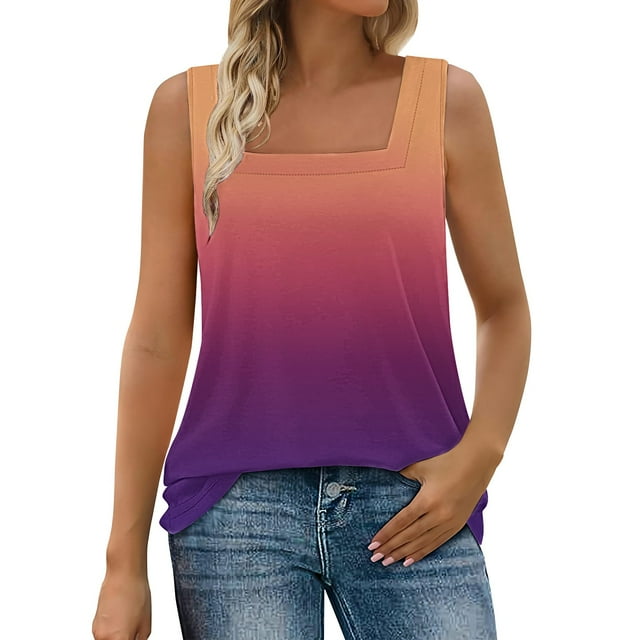 WZXFASHION Débardeurs pour Femmes Tenues d'Été 2025 Col Carré Chemises Décontractées Blouses, Débardeurs pour Femmes Tenues d'Été 2025 Col Carré Chemises Décontractées Blouses 50 % de Réduction Liquidation Débardeurs & Camis