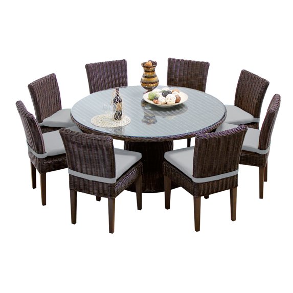 Rustico 60 Inch Outdoor Patio Dining Table With 8 Chairs