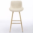 thumbnail image 2 of 26 Inch Velvet Dining Chairs, Modern Dining Chair with Golden Metal Legs, Simple Bar Stool Upholstered Dining Chairs, Counter Height Low Back Dining Room, Kitchen, Vanity(Cream,Set of 2), 2 of 10