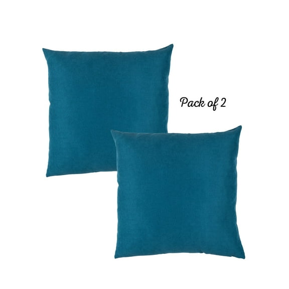 Set of 2 Teal Blue Brushed Twill Decorative Throw Pillow Covers