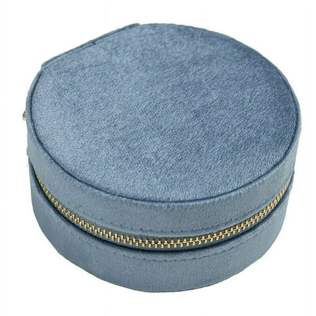 AMERTEER Jewelry Box Ring Storage Box Large Capacity Dustproof Zipper Closure Classified Keep Neat Anti-oxidation Round Shape Detachable Division Plate Jewelry Box