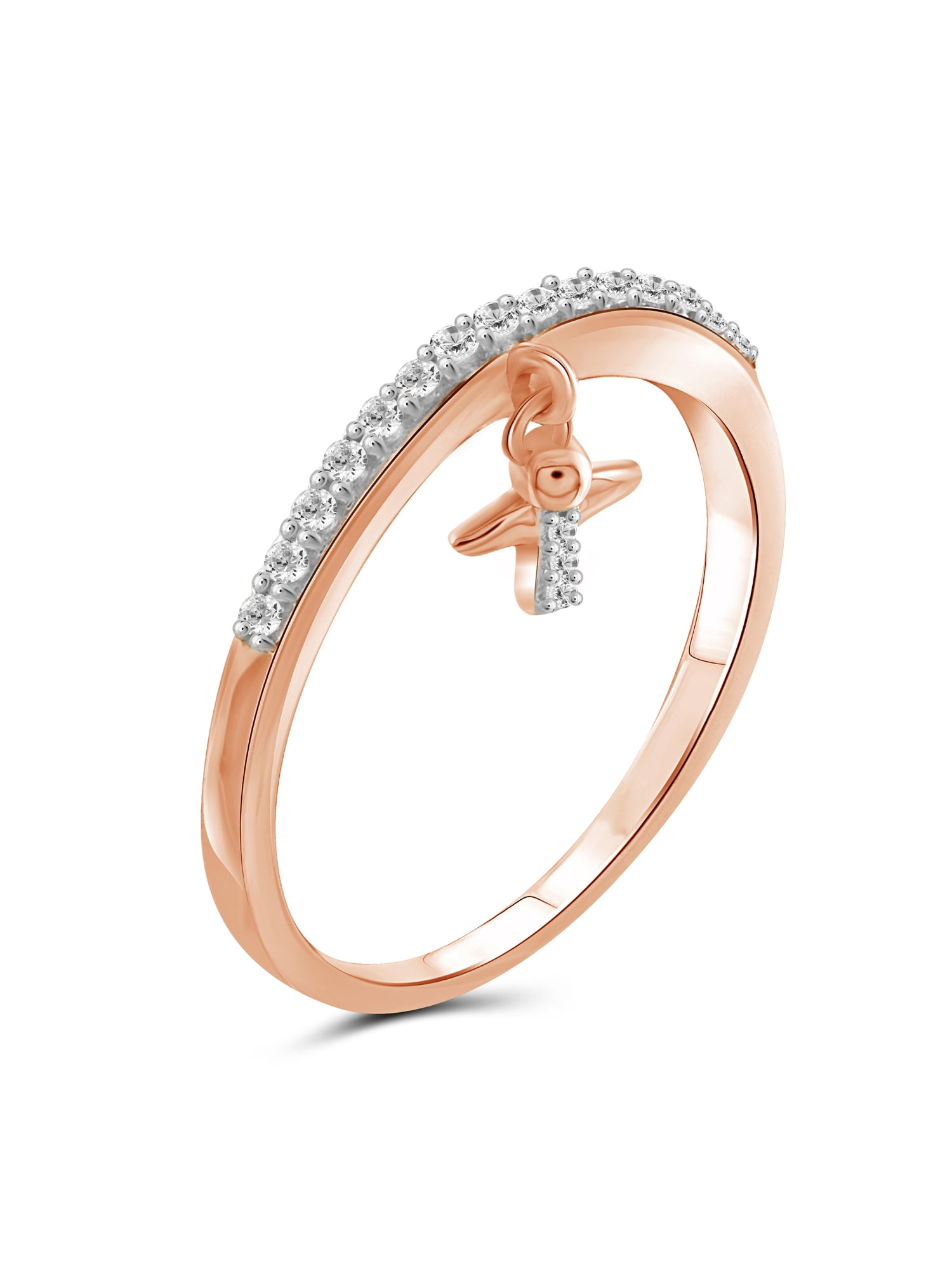 JewelersClub Diamond Rings for Women – 1/5 Carat White Diamond Ring Jewelry– Rose Gold Over Silver Bands for Women –– Ring by JewelersClub