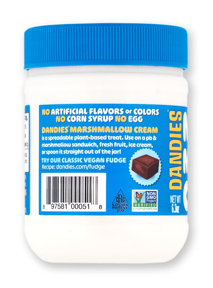 Dandies Vegan Marshmallow Cream, Vanilla, 6.3 oz Jar