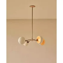 Baker Chandelier - Four Arm - Antique Brass Chandelier Light Fixture With Powder Coat