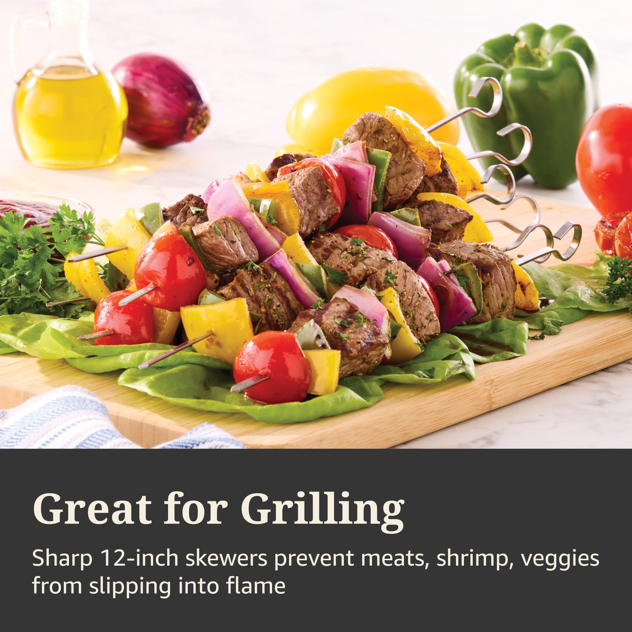 Farberware Professional Stainless Steel Kebob Skewers, 6-Pieces