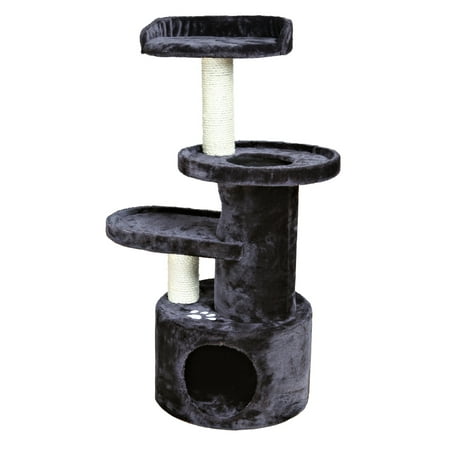UPC: 4011905438474 | TRIXIE Oveido Plush & Sisal 3-Level 41.3 Cat Tree with Scratching Posts & Condo Dark Gray